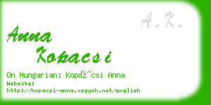 anna kopacsi business card